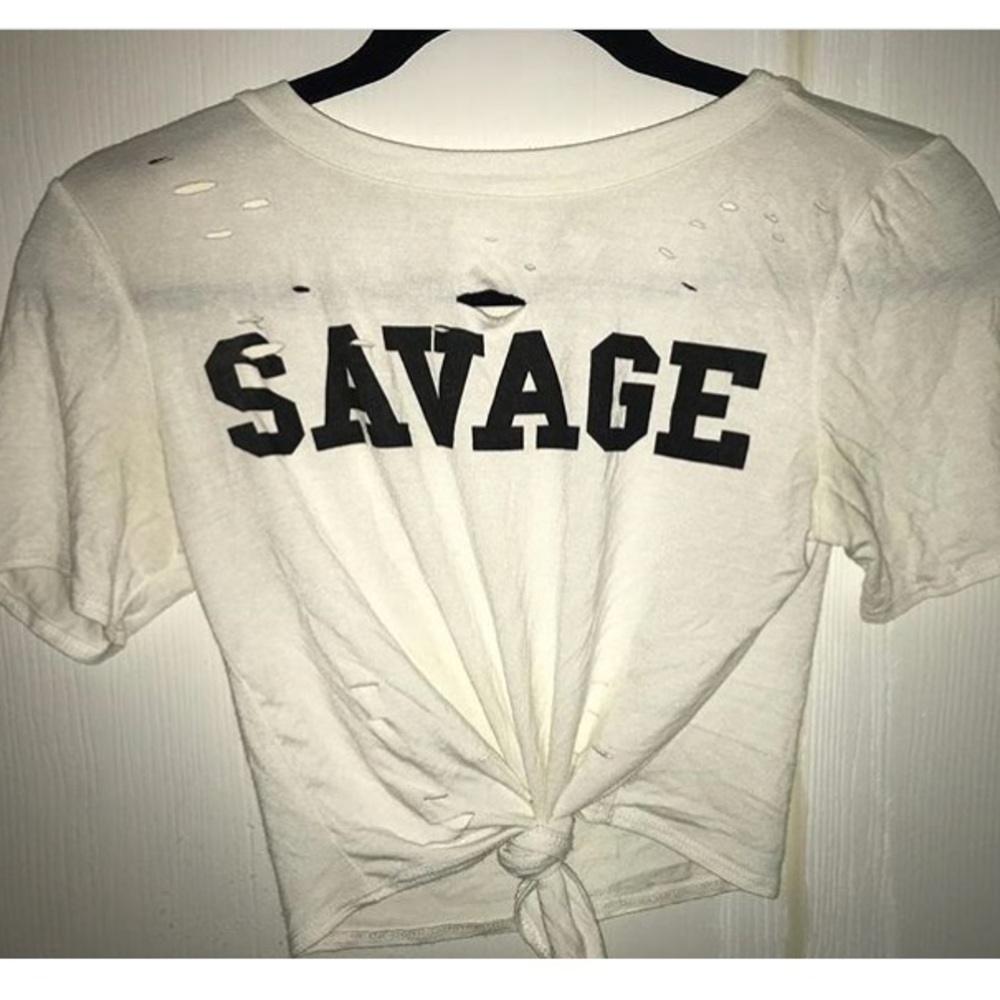 savage ripped cropped t shirt